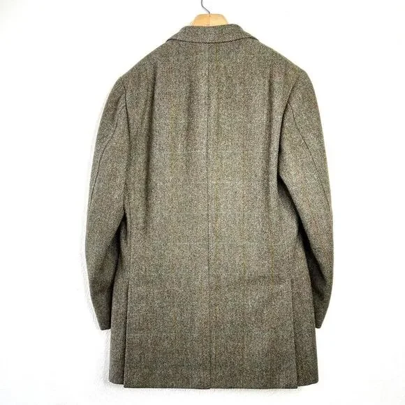 J. Press Custom Wool Suit Jacket Blazer Two Button Herringbone Plaid Tweed 40